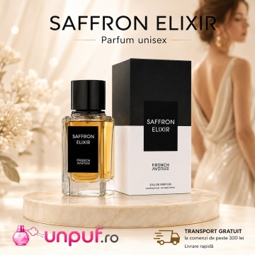 Parfum Arăbesc Unisex Saffron Elixir French Avenue 100 ml, Apă de Parfum, Inspirat de Crystal Saffron Matiere Premiere, Aromă Oriental Ambrată cu Citrice, Iasomie, Șofran, Condimente Fine, Ambră, Accente Metalice, Cedru, Mosc, Rășini, Lemn și Note Balsami - Img 10