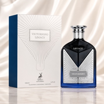 Parfum Arăbesc Victorioso Legacy Maison Alhambra EDP 100 ml Bărbat, Inspirat Invictus Legend Paco Rabanne, Aromă Lemnos Acvatică cu Note Marine, Grepfrut, Mandarină, Frunze de Dafin, Iasomie, Ambră Gri, Lemn de Guaiac, Lichen și Paciuli