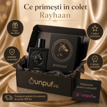 Parfum Arăbesc Wolf Rayhaan EDP 100 ml Unisex, Inspirat The Most Wanted Intense, Aromă Lemnos Aromatică cu Cardamom, Citrice, Piper, Vetiver, Lavandă, Note Uscate, Ambră, Cedru și Mosc - Img 4