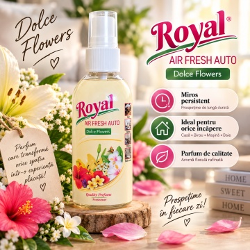 Parfum Auto Concentrat Dolce Flowers, Parfum Ambiental pentru Interior Auto si Casa, Aromă Florală, 100 ml