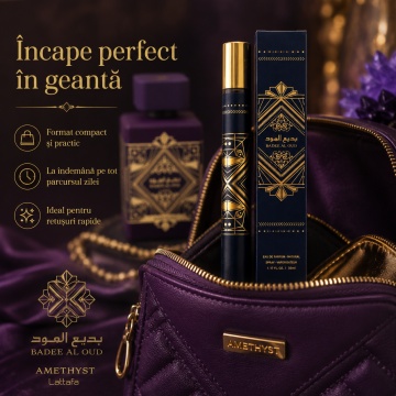 Parfum Badee Al Oud 35 ml, Apă de Parfum Unisex, Aromă Oriental Vanilată, Format Compact, Note de Bergamotă, Piper Roz, Trandafir Turcesc, Trandafir Bulgăresc, Iasomie, Oud, Ambră și Vanilie - Img 4