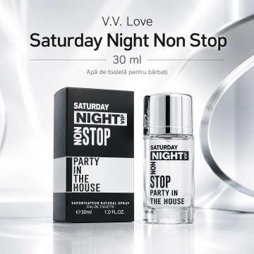 Parfum Bărbat V.V. Love Saturday Night Non Stop Eau de Parfum 30 ml, Inspirat din 212 VIP Men Carolina Herrera, Aromă Fresh, Aromatică și Lemnoasă - Img 2