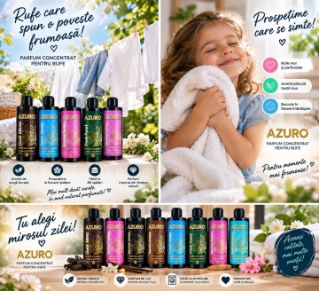 Parfum Concentrat pentru Rufe Azuro Bubble Gum, până la 80 Spălări, Aromă Dulce de Gumă de Mestecat, pentru Spălare Automată și Manuală, 200 ml - Img 4