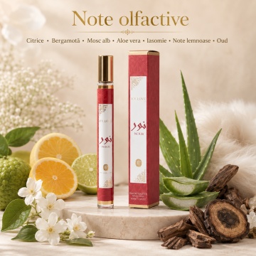 Parfum Damă Arăbesc Nour 35 ml V.V. Love, Apă de Toaletă, Inspirat de Ameerat Al Arab Asdaaf, Aromă Citrică Florală cu Bergamotă, Mosc Alb, Aloe Vera, Iasomie, Note Lemnoase și Oud - Img 6