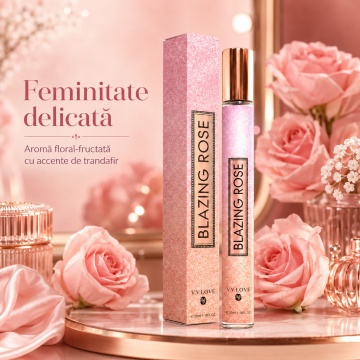 Parfum Damă Blazing Rose 35 ml V.V. Love, Apă de Toaletă, Inspirat de Idôle Lancôme, Aromă Florală cu Trandafir, Pară, Bergamotă, Iasomie, Mosc Alb, Vanilie, Paciuli și Cedru - Img 3