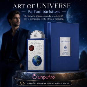 Parfum Lattafa Art Of Universe 100 ml, Apă de Parfum Bărbat, Aromă Citric Aromatică, Note de Bergamotă, Mandarină, Mentă, Ghimbir, Pară, Floare de Portocal, Ambră, Cedru și Mosc - Img 12