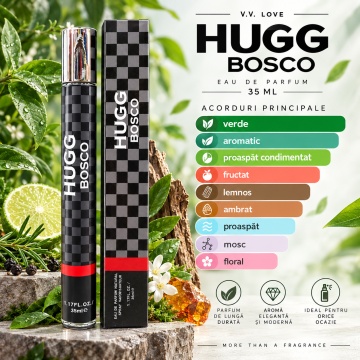 Parfum pentru barbati Hugg Bosco V.V. Love, Apa de Parfum, 35 ml, aroma verde aromatica, proaspat condimentata, fructata, lemnoasa si ambrata - Img 5