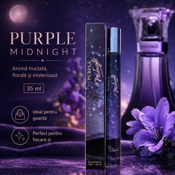 Parfum Purple Midnight 35 ml, Apă de Parfum Damă, Aromă Fructat Florală Misterioasă și Seducătoare, Format Compact, Note de Prună, Carambola, Pitahaya, Orhidee, Floare de Cactus de Noapte, Bujor, Paciuli, Lemn de Santal și Ambră - Img 7
