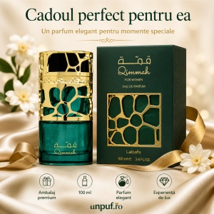 Parfum Qimmah For Women Lattafa 100 ml, Apă de Parfum Damă, Aromă Oriental Florală, Note de Cafea, Migdale, Iasomie, Tuberoză, Tonka, Cacao, Lemn de Santal și Vanilie - Img 8