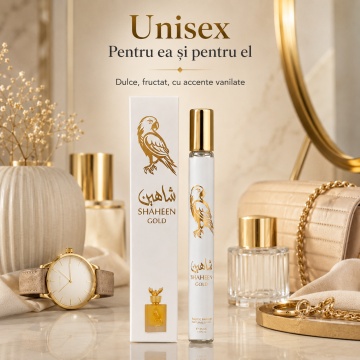 Parfum Shaheen Gold 35 ml, Apă de Parfum Bărbat, Aromă Dulce Fructată și Vanilată, Format Compact, Note de Ananas, Grapefruit, Smochină, Lavandă, Vanilie, Paciuli și Boabe de Tonka - Img 5