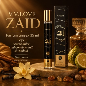 Parfum Unisex Arăbesc Zaid 35 ml V.V. Love, Apă de Toaletă, Inspirat de Khamrah Lattafa, Aromă Dulce Cald Condimentată cu Scorțișoară, Nucșoară, Bergamotă, Curmale, Pralină, Tuberoză, Vanilie, Tonka, Lemn Ambrat și Smirnă - Img 7