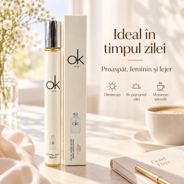 Parfum unisex OK One V.V. Love, Apa de Parfum, 35 ml, aroma citrica verde lemnoasa, lamaie, bergamota, mandarina, ananas, ceai verde, cedru, mosc si ambra - Img 5