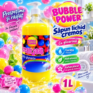 Săpun Lichid Cremos Cloret Bubble Gum cu Pompiță – 1 L - Img 4