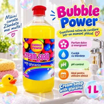 Săpun Lichid Cremos Cloret Bubble Gum, Rezervă pentru Mâini, cu Glicerină, pH Control, Curățare Delicată și Parfum Dulce, pentru Reumplere Recipiente, 1 L - Img 4
