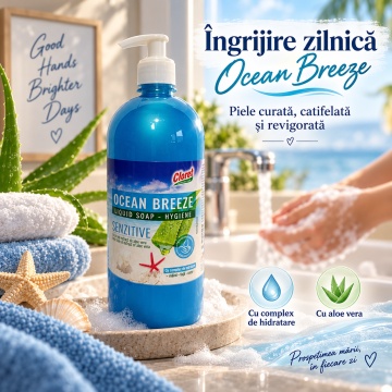 Săpun Lichid Cremos Cloret Ocean Breeze Sensitive cu Pompiță – 1 L - Img 4