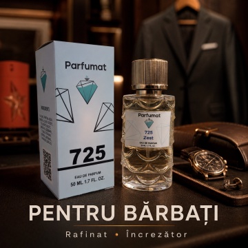 Set Apa de parfum Parfumat 725 Zest, Barbat, 50 ml si Gentuta cosmetice - Img 4
