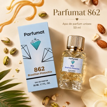 Set Apa de parfum Parfumat 862 Brazilian Pistachio, Unisex, 50 ml si Gentuta cosmetice - Img 6