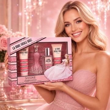 Set Cadou Damă V.V. Love La Robe Fatale Rose 4 Piese, Body Lotion, Body Mist, Eau de Parfum și Shower Gel 4x50 ml, Inspirat din La Petite Robe Noire Guerlain - Img 5