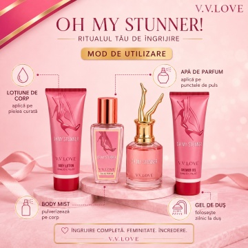 Set Cadou Damă V.V. Love Oh My Stunner 4 Piese, Body Lotion, Body Mist, Eau de Parfum și Shower Gel 4x50 ml, Inspirat din Scandal Jean Paul Gaultier - Img 3