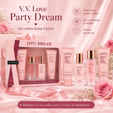 Set Cadou Damă V.V. Love Party Dream 4 Piese, Body Lotion, Body Mist, Eau de Parfum și Shower Gel 4x50 ml, Inspirat din Carolina Herrera 212 VIP Rosé - Img 4