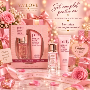 Set Cadou Femei V.V.Love Party Dream Pink Non Stop, Eau de Parfum 30 ml + Body Lotion 50 ml - Img 4