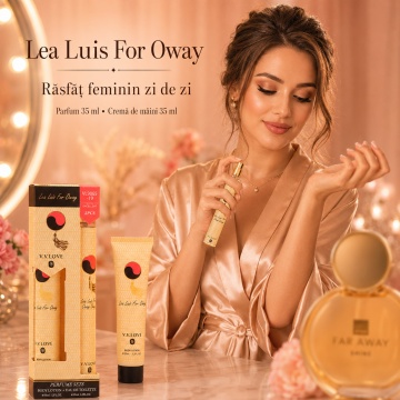 Set Lea Luis For Oway 2x35 ml, Apă de Toaletă Damă 35 ml + Cremă de Mâini Body Lotion 35 ml, Aromă Dulce Floral Fructată, Vanilată și Moscată, Note de Zmeură, Lici, Piper Roz, Gardenie, Trandafir, Violetă, Vanilie, Tonka și Mosc - Img 2