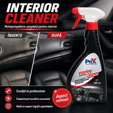 Soluție curățat interior auto PRO X Interior Cleaner, pentru piele, plastic și vinil, curățare rapidă habitaclu, emulsionează murdăria, utilizare ca atare, 500 ml, 4x Stickere - Img 4