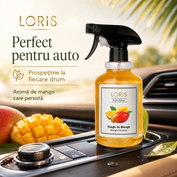 Spray Odorizant de Cameră, Hol și Auto Loris Parfum Tango in Mango, Room Spray 500 ml, Aromă Tropicală de Mango - Img 5