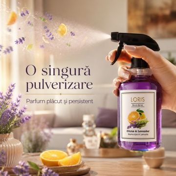 Spray Odorizant Loris Pafum Citrus & Lavander, 500 ml, pentru Cameră, Hol, Baie și Auto, Aromă de Citrice și Lavandă - Img 7