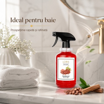 Spray Odorizant Loris Pafum SandalWood, 500 ml, pentru Cameră, Hol, Baie și Auto, Aromă Lemnoasă de Santal - Img 5