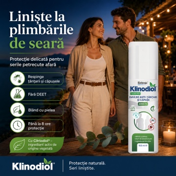 Spray repelent adulți Klinodiol, anti țânțari și căpușe, emulsie naturală fără DEET, cu Citriodiol 9,9%, protecție până la 8 ore, testat dermatologic, aviz biocid, 100 ml, 4x Stickere - Img 5