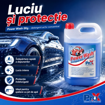 Detergent activ concentrat PRO X Power Wash, spumă activă pentru spălare auto cu presiune înaltă, curățare rapidă caroserie, luciu și protecție, 5 kg, 4x Stickere - Img 6