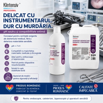 Detergent dezinfectant enzimatic profesional Klintensiv, concentrat, pentru endoscoape, instrumentar laparoscopic, dispozitive medicale neautoclavabile, cuve de imersie și băi cu ultrasunete, 5 L, 4x Stickere - Img 5