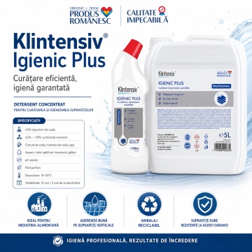 Detergent igienizant profesional Klintensiv Igienic Plus, cu hipoclorit de sodiu, gel pentru suprafețe dure, gresie, faianță, ceramică, inox și grupuri sanitare, fără parfum, 750 ml, 4x Stickere - Img 6
