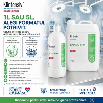 Dezinfectant profesional pentru nebulizare Desogen Aero Klintensiv, dezinfecție suprafețe pe cale aeriană, fără clătire și fără ștergere, pentru spitale, clinici, laboratoare, ambulanțe și centre de triaj, 5 L, 4x Stickere - Img 5