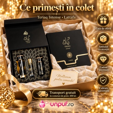 Lattafa Set Cadou Teriaq Intense – Apă de parfum 3 pcs + 100 ml, unisex - Img 3