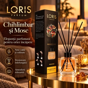 Loris Parfum Chihlimbar & Mosc 120 ml – Odorizant de Cameră cu Bețișoare Parfumate - Img 2