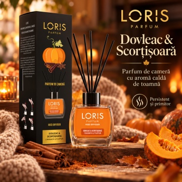 Loris Parfum Dovleac & Scorțișoară 120 ml – Odorizant de Cameră cu Bețișoare Parfumate