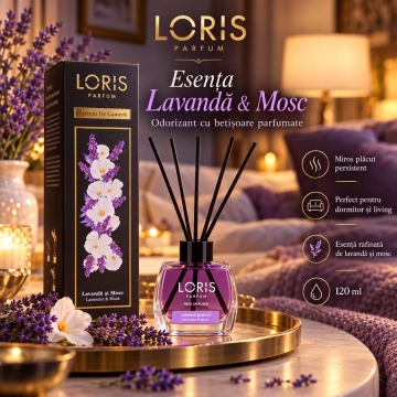 Loris Parfum Lavandă & Mosc 120 ml – Odorizant de Cameră cu Bețișoare Parfumate - Img 3
