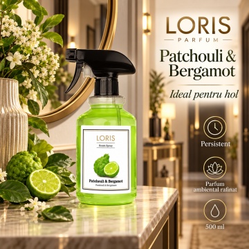 Loris Parfum Room Spray Patchouli & Bergamot 500 ml – Parfum Ambiental pentru Casă - Img 3