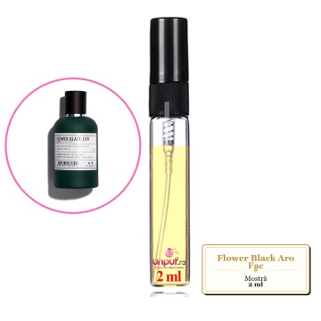 Mostra fiola din Flower Black Aro Fac, decant sticla cu pulverizator