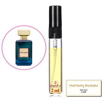 Mostra fiola din Oud Satin Marhaba, decant sticla cu pulverizator