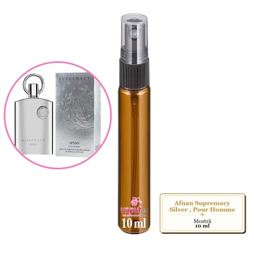 Mostra fiola din Parfumul Afnan Supremacy Silver, Pour Homme, decant sticla cu pulverizator
