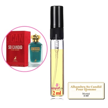 Mostra fiola din Parfumul Alhambra So Candid Pour Homme, decant sticla cu pulverizator - Img 2