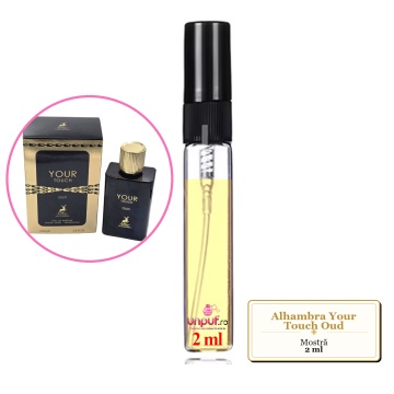 Mostra fiola din Parfumul Alhambra Your Touch Oud, decant sticla cu pulverizator