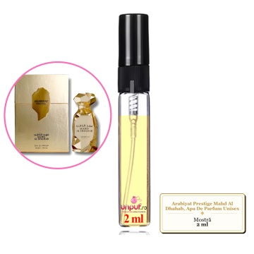 Mostra fiola din Parfumul Arabiyat Prestige Mahd Al Dhahab, Apa De Parfum Unisex, decant sticla cu pulverizator