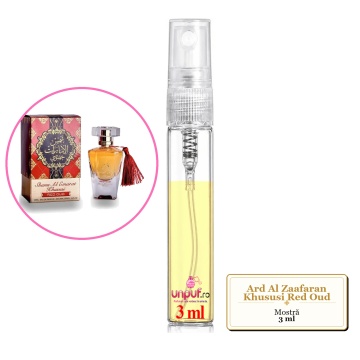Mostra fiola din Parfumul Ard Al Zaafaran Khususi Red Oud, decant sticla cu pulverizator - Img 3
