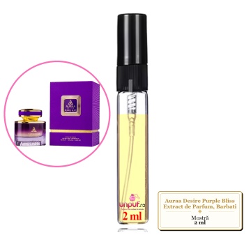 Mostra fiola din Parfumul Auraa Desire Purple Bliss Extract de Parfum, Barbati, decant sticla cu pulverizator - Img 4