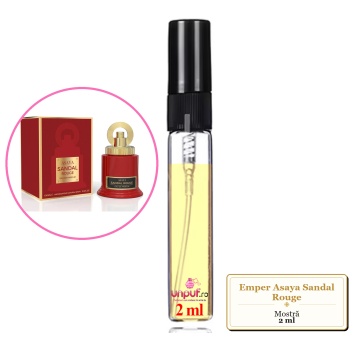 Mostra fiola din Parfumul Emper Asaya Sandal Rouge, decant sticla cu pulverizator