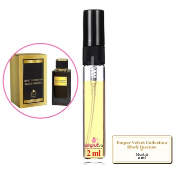 Mostra fiola din Parfumul Emper Velvet Collection Black Insenso, decant sticla cu pulverizator
